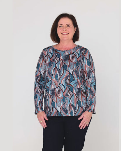 Rory Knit Top - Teal Mosaic