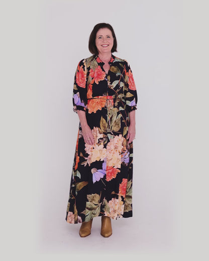Lydia Dress - Navy Floral