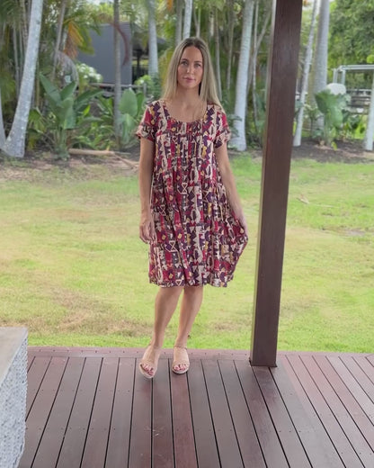 Emery Cotton Dress - Sundown Geo