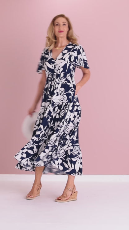 Soraya Dress - Navy Botanical