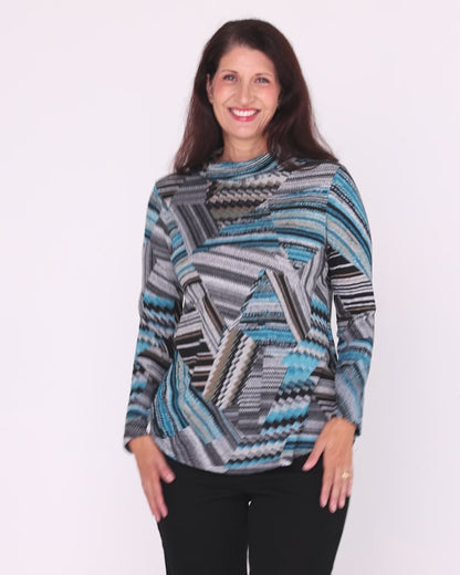 Tallarook Top - Turquoise Stripe