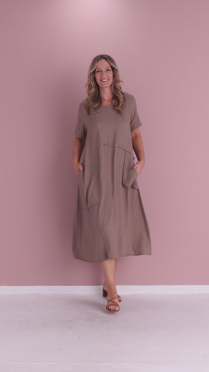 Shona Cotton & Linen Dress - Mocha