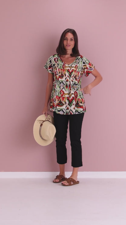 Carmody Cotton Top - Summer Ikat