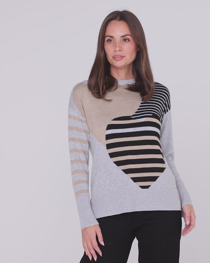 Remi Patchwork Heart Knit Sweater