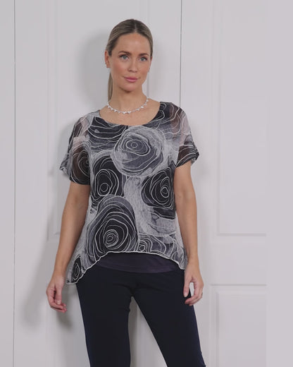 Jenna Layered Top - Misty Flowers