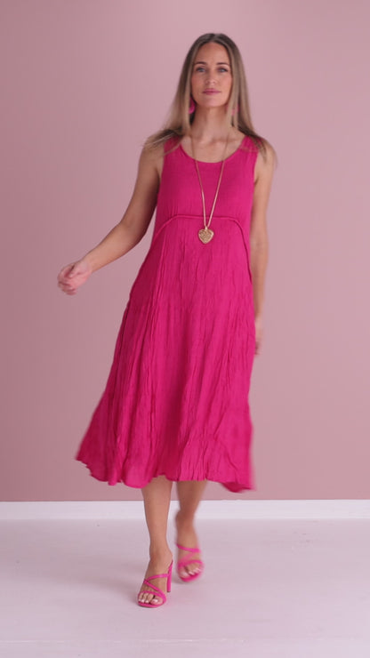 Sleeveless Waterhouse Dress - Hot Pink