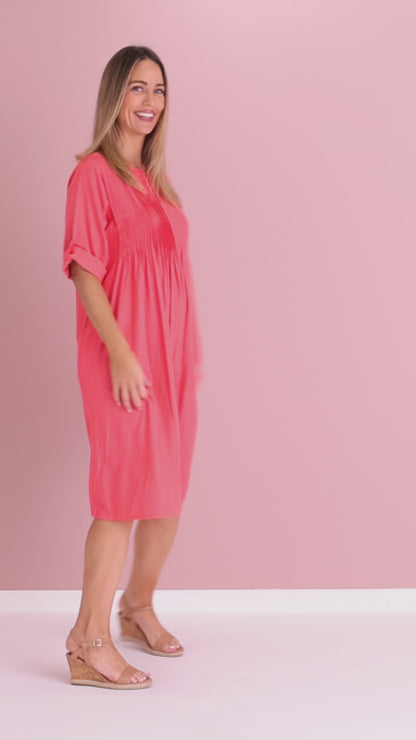 Melina Cotton & Linen Dress - Melon