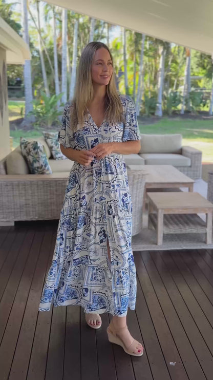 Soraya Dress - Delft Blue Ceramic