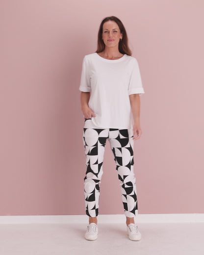 Dana Pants - Black & White Geometric