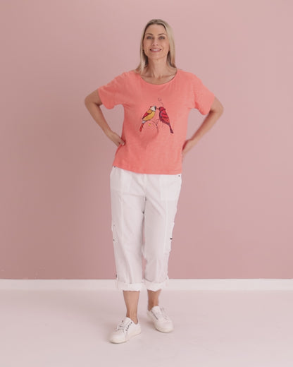 Carly Cotton Cargo Pants - White