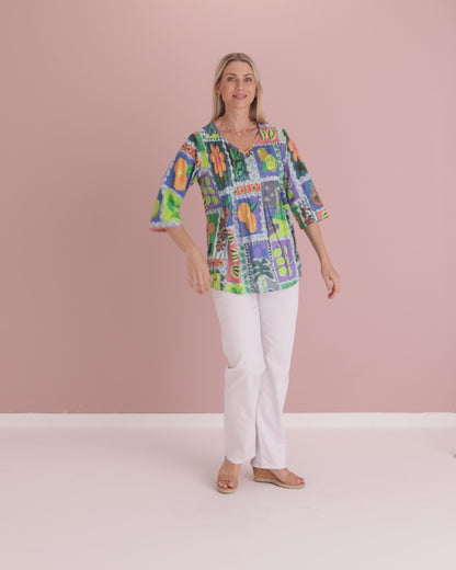 Tina Pleated Top - Fruit Cocktail