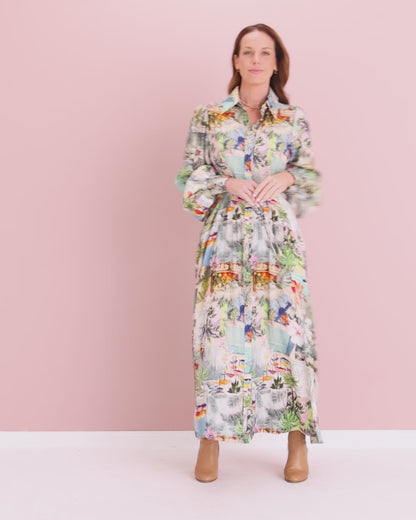 Bora Bora Maxi Shirt Dress - Tropical Paradise