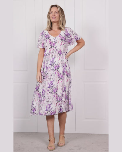Cornwall Dress - Purple Leaf