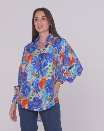 Serenity Tencel Shirt - Azure Garden