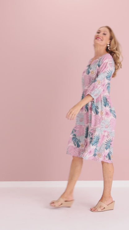 Cecilie Soft Tiered Dress - Pink Tropicana