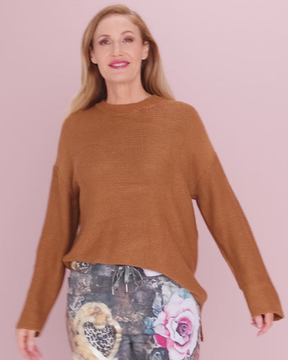 Esme Knit Crew Neck Jumper - Brown