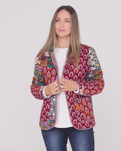 Prato Reversible Quilted Jacket - Patchwork Berry