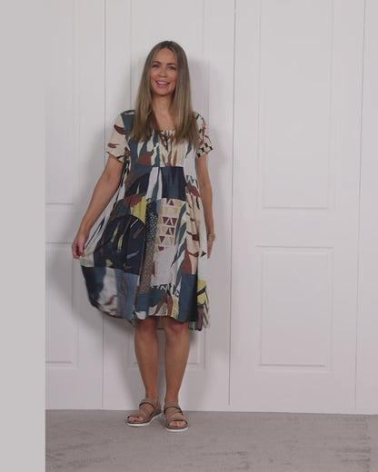 Emery Pintuck Dress - Blue Sand
