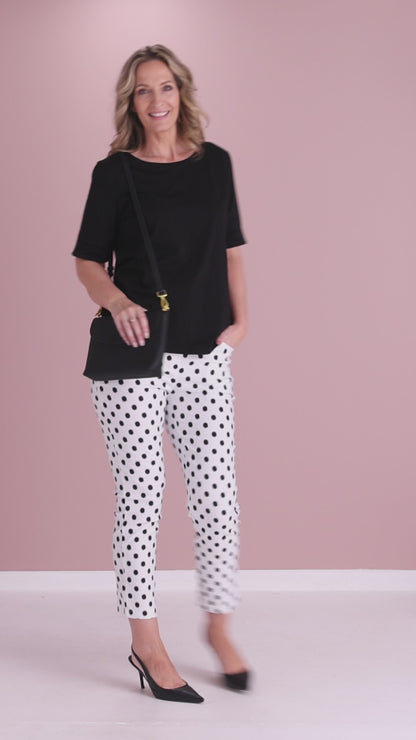 Dana Bengaline Capri Pants - White/Black Spot