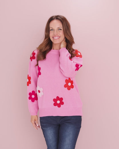 Delphi Knit Jumper - Pink / Chilli Floral