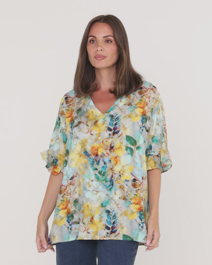Farren Top - Sunshine/Teal Floral