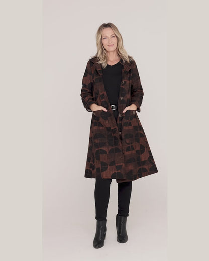 Carlton L/S Fleece Lined Jacket - Chestnut Geo