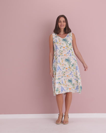 Sienna Sleeveless Petite Dress - Tropical Palace