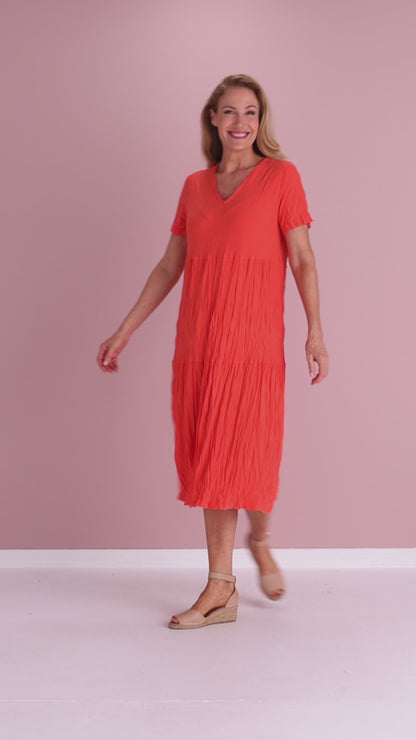 Stella Tiered Dress - Melon