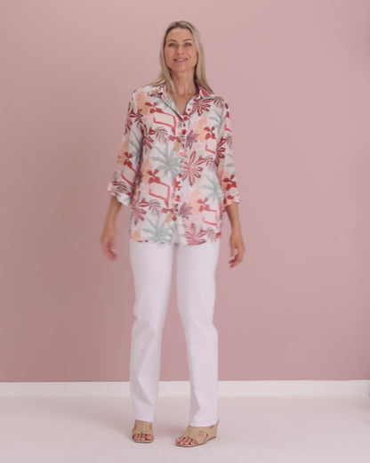 Georgette Digital Print Shirt - Sienna Botanical