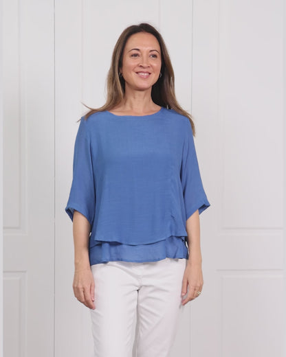 Leo Layered Top - Denim Blue
