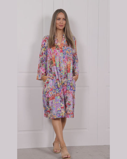 Swanston Cotton Dress - Jewel Patchwork