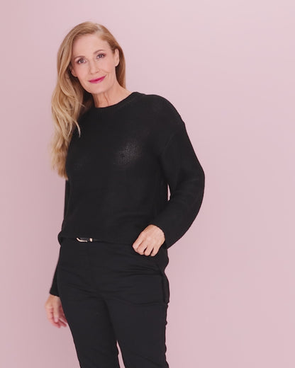 Esme Knit Crew Neck Jumper - Black