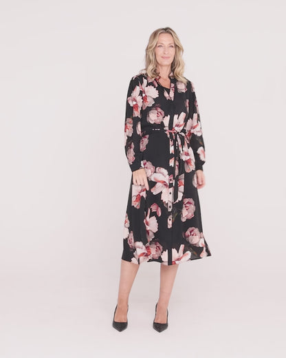 Wren Midi Dress - Black Floral