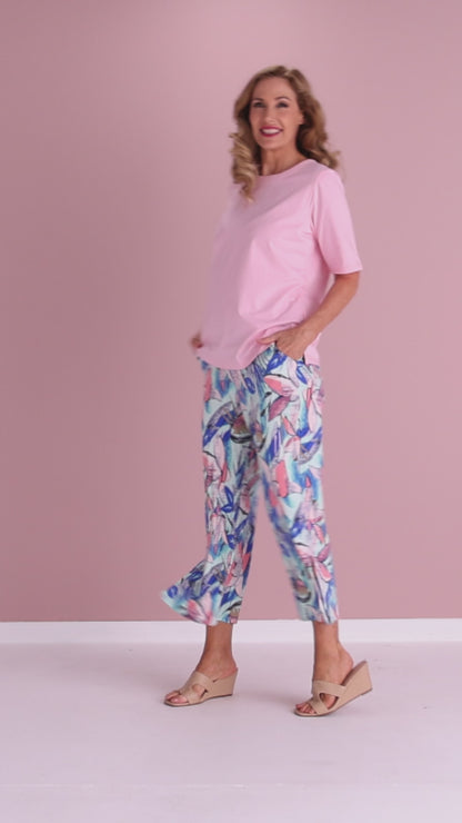 Bek Relaxed Jersey 7/8 Pants - Dawn Botanical