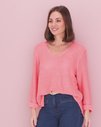 Emmy Cotton Knit Jumper - Flamingo Pink