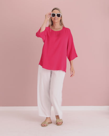 Summer Ease Essential Top - Raspberry