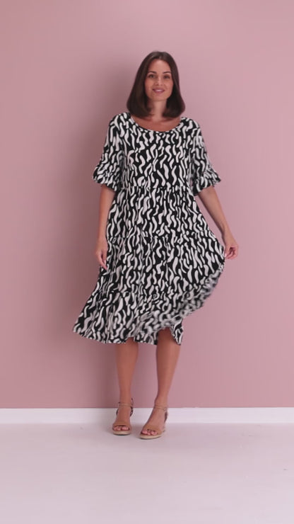 Jackson Dress - Black/White Ripple