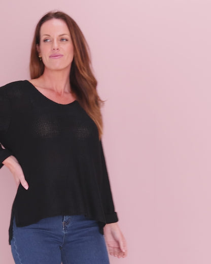 Emmy Cotton Knit Jumper - Black