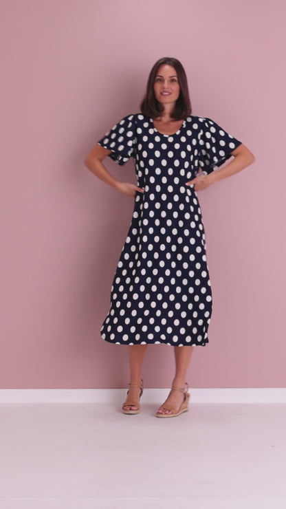 Spotina Dress - Navy/White Spot