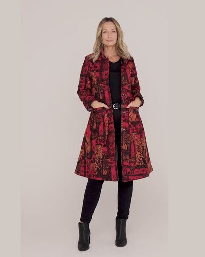 Carlton L/S Fleece Lined Jacket - Crimson Garden