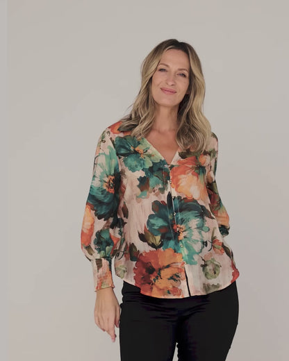 Tahara Blouse - Watercolour Bloom