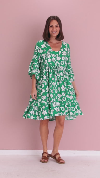 Brunswick Dress - Emerald Paisley