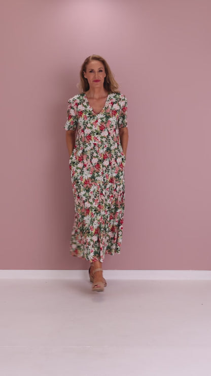 Patrice Cotton & Linen Dress - Festive Bouquet