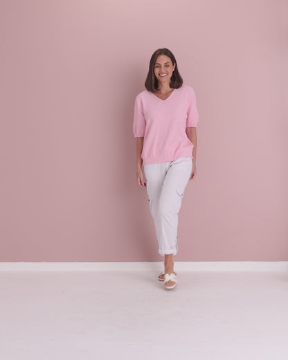 Rachel Cotton Knit Top - Pink