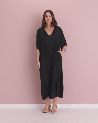 Kinsley Cotton Blend Dress - Black