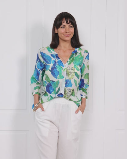 Carnegie Top - Cobalt Botanical