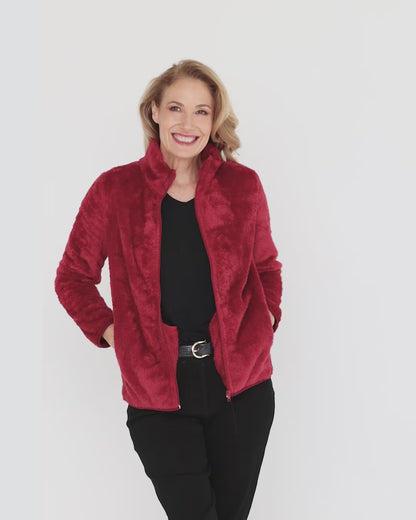 Freya Fluffy Jacket - Red