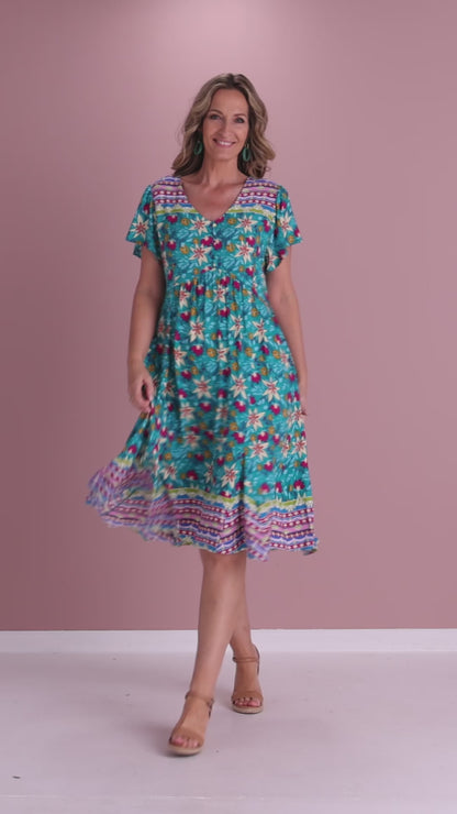 Malia Flounce Dress - Paradise Bloom