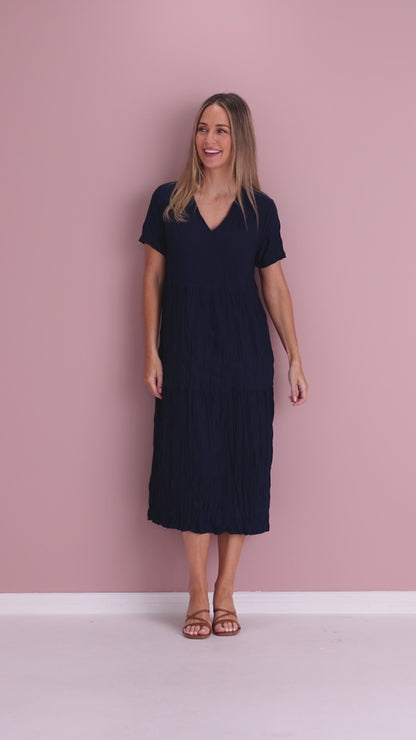 Stella Tiered Dress - Navy