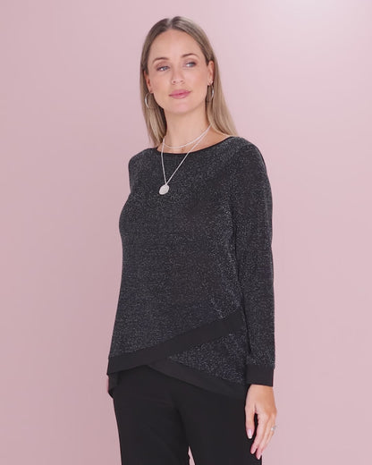 Alisa Lurex Top - Black Sparkle